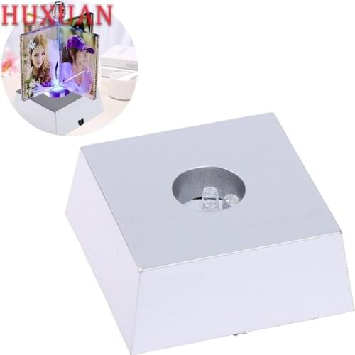 LED Color Luminous Base Light Laser Rotating Crystal Display Base Stand Holder