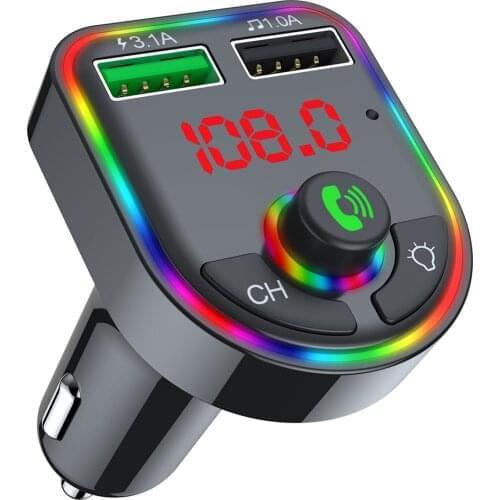 Colorful Bluetooth Car MP3 Charger Safe Bluetooth FM Transmitter Hands-free Call Bluetooth Receiver Dropshipping Wholesale