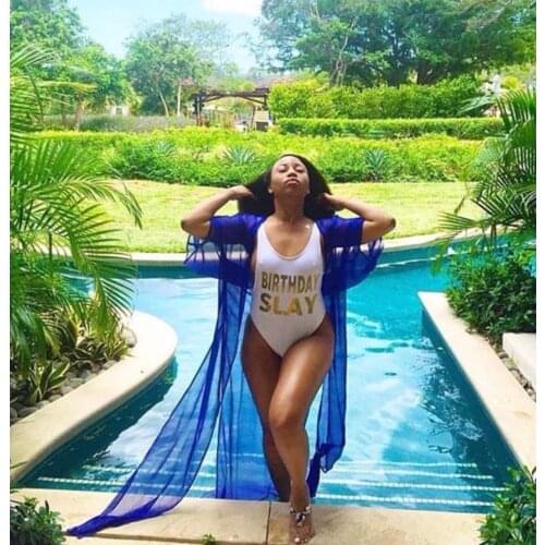 BIRTHDAY SLAY bodysuit Women Sexy Jumpsuits Rompers One-Pieces birthday suit Beachwear Swimwear Beachwear Girls Bathing Suits