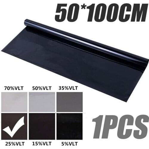 For Auto Car House 1pc VLT 25% Black Glass Window Tint Shade Film 90% Anti-UV Car Light Sticker Roll 50*100CM Mayitr