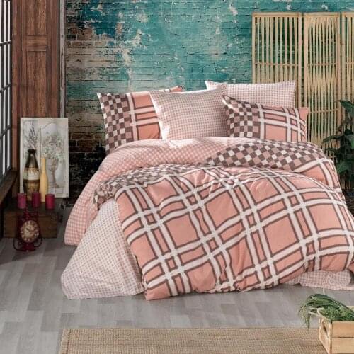 Elegance Double Cotton Duvet Cover Set Made in Turkey Queen Size European Style 4 pcs