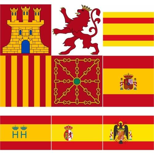 Spain History 1875-1981 Flag 3X5FT 90X150CM 21x14cm 60x90cm Naval Jack Spain Bandera De la Infantería De los Reyes Catolicos