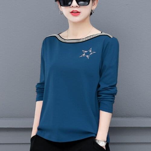 Cotton Women T-Shirts Tops Lady Casual Spring Summer Style Long Sleeve O-Neck Pullover Tshirts Tops ZZ0086