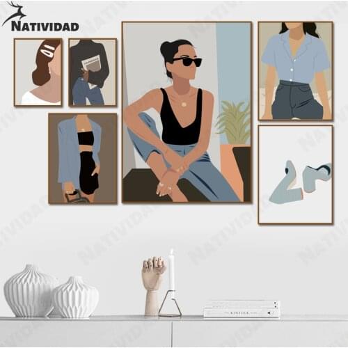Canvas Painting White-Collar Women Art Poster Decoration Modern Fashion Korean Ins Picture Painting Living Room Home Decoration