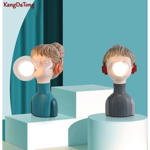 Creative Nordic Personality Led Desk Lamp Small Fresh Bedroom Girl Lovely Cartoon Princess Room Bedside Ornaments Eye Lamp