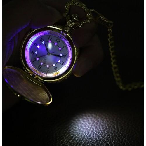 Creative Noctilucent LED Flash Quartz Pocket Watches Vintage Silver/Gold/Bronze Train Motorcycle FOB Chain Luxury Pendant Clock