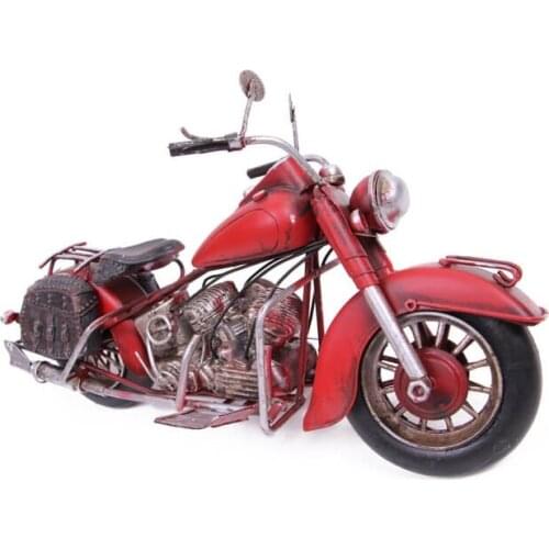 Chopper Motorcycle Metal Retro Red Creative Antique Decor Vintage Desktop Trinket Miniature Gift Nostalgic Handmade Art