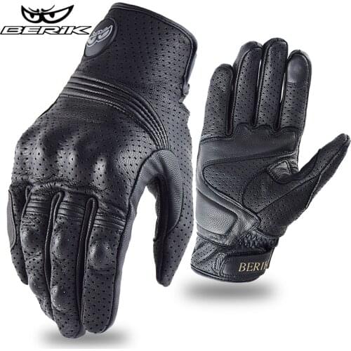 100% Real Leather Motorcycle Gloves Cafe Racer Retro Motorbike Motocross Riding Gloves Summer Touring City Urban Bicycle Cycling