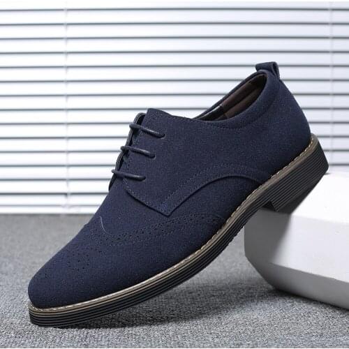 New Mens Formal Dress shoes Large Size Breathable Fashion Trend Bullock Single Shoes Lace Up Korean Mens Casual shoes