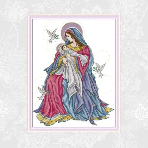 Joy Sunday Madonna and son Handwork Beginner Embroidery Sets Aida Canvas Cross-stitch 11CT 14CT Wholesale Needlework kits
