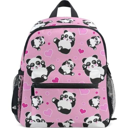 School Bags for Children Girls kids Backpack School Women pink Bookbags Soft Cute Panda Bear Hearts waterproof Student Schoolbag