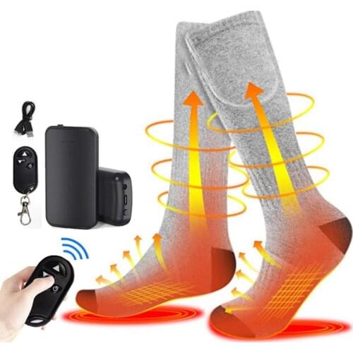 Remote Control Electric Heated Socks USB Rechargeable Battery Thermal Sports Socks For Outdoor Winter Warm Skiing Cycling Hiking