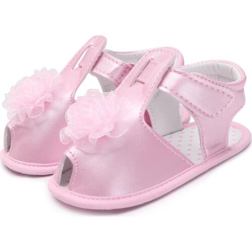 2018 New Design Baby Sandals leather sandals baby girl Summer Soft Sole Non-Slip Flower Prewalker Toddler Shoes 3 Colors