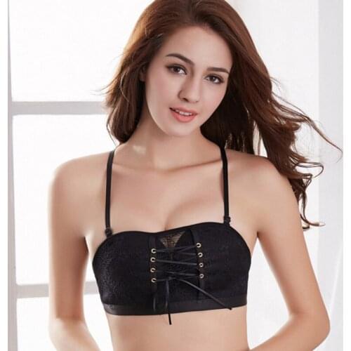 Sexy Lace Invisible Traceless Summer Padded Girls Back Bra Without Steel Support Push Up Sports Package Bra Open Strap student