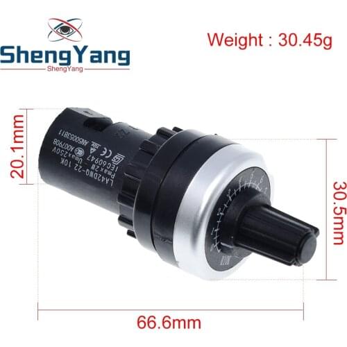 ShengYang LA42DWQ-22 1K 2K 5K 10K 22mm Diameter Pots Rotary Potentiometer Converter Governor Inverter Resistance Switch
