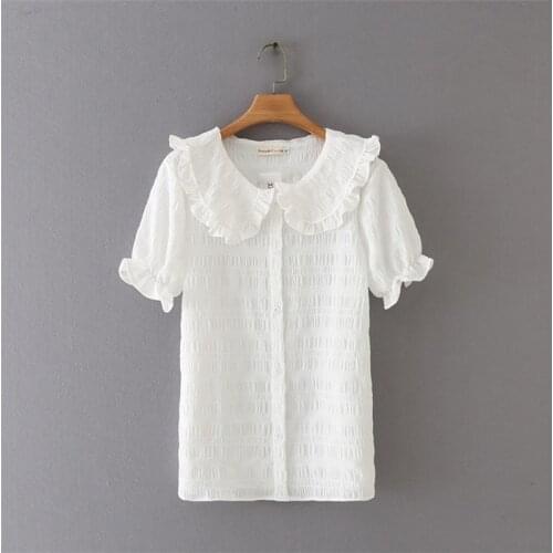 Plus Size White Black XL-4XL Womens Simple Elegant Summer Blouse A-line Solid Tops Large Size OL Blusas