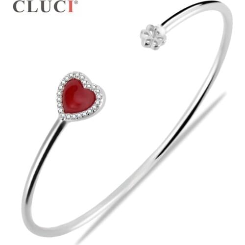 CLUCI Sparkling red heart 925 Sterling Silver Bracelet Accessary For Women Wedding/Birthday/Valentines gift for women SB064SB