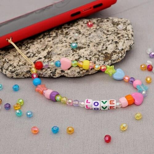 Cute Grape Heart Bead Mobile Phone Lanyard Chain Acrylic Anti-lost Phone Strap Cord Hanging Rope for Women Cellphone Accessories