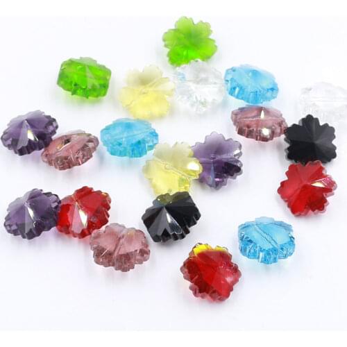 ZHUBI 14mm 20pcs Snowflake Crystal Beads Vertical Hole Czech Faceted Flower Glass Beads For DIY Jewelry Making Necklace Pendant