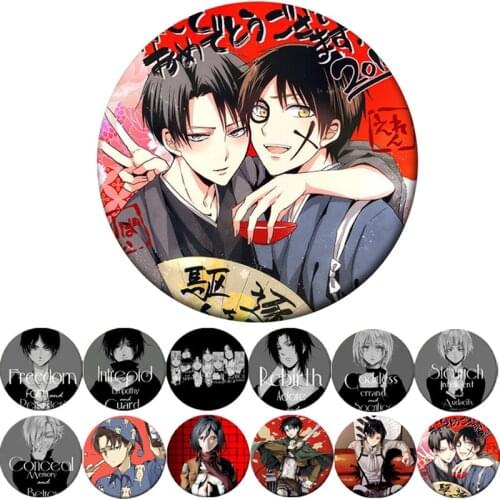 Attack on Titan Anime Badge Eren Levi Armin Arlelt Erwin Smith Zoe Hange Hans Jean Kirstein Metal Badge Brooch Pins