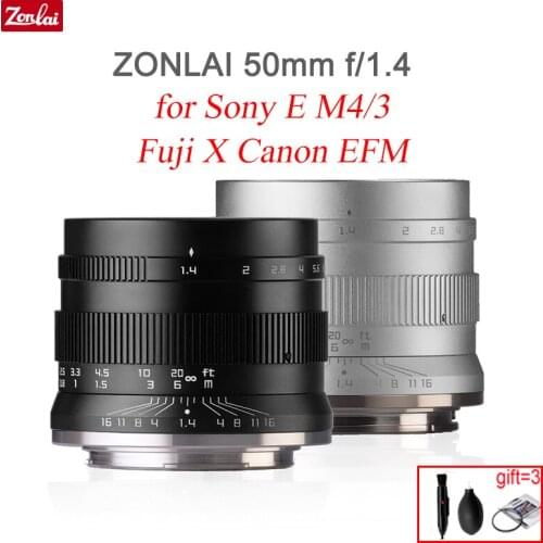 Zonlai 50mm F1.4 Manual Prime Lens for Canon EFM Fuji X Sony E-mount M4/3 Micro 4/3 a6400 XS-10 X-E3 X-A2 Mirrorless Camera