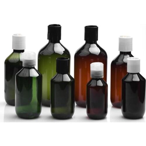 100ML-500ML 20PCS Brown Empty Disc Top Cap Cosmetic Bottles Refillable Liquid Plastic Container For Shampoo Lotion Travel Size