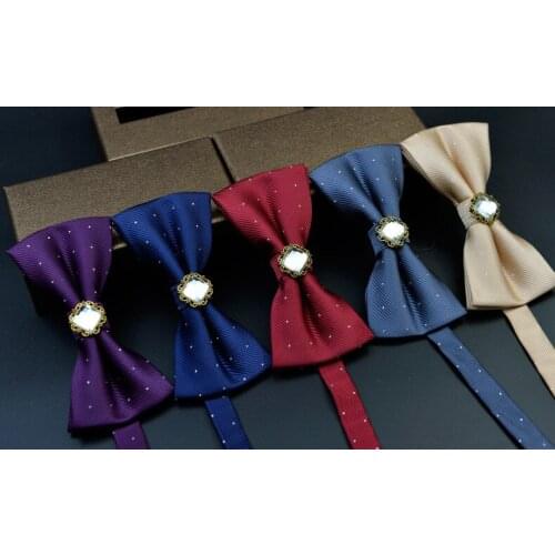 120pcs/lot mens new spring fashion crystal bead business double-deck dot bow tie re: opp bag packing