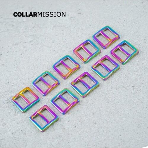 15mm Webbing Straps metal Slider Tri-Glid for bag cat dog leash backpacks accessory rainbow RZK15CH