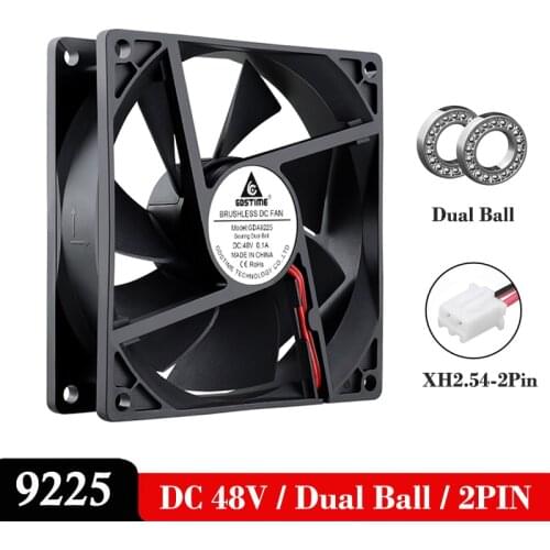 2 Pieces Gdstime 92mmx92mmx25mm 90mm 9225 DC 48V 2PIN Ball Bearing Computer Case CPU Cooling Fan 9cm Industrial Equipment cooler