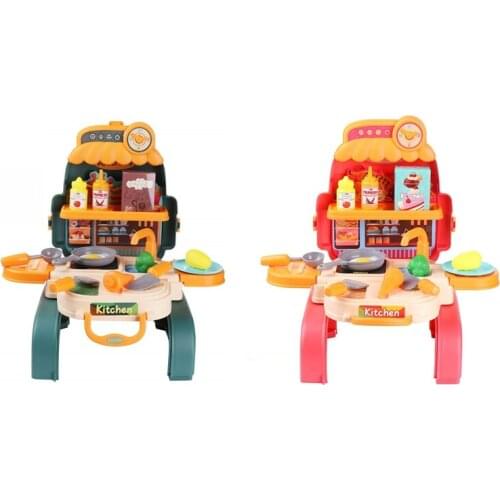 21 PCS 3-in-1 Kitchen Cooking Toys Backpack Pretend Play Chef Cooking Kitchen Set Kids Kitchen Playset Toys