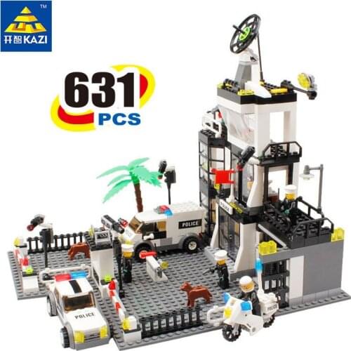 631pcs Kaizhi 6725 Water Police Headquarters Series Police Headquarters Assembled Toy Gifts