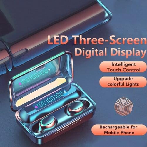 Oringinal TWS F9 Wireless 5.0 Bluetooth Earphones Headphones In-Ear Earbud 9D Stereo Earphone Waterproof Sports Headset with Mic