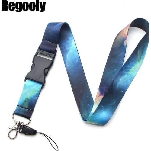 Star Nebula Keychain Lanyards Id Badge Holder ID Card Pass Gym Mobile Phone Badge Holder Key Strap webbings ribbons decorations