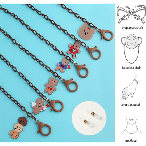 Glasses Chains For Children Acrylic Anti-lost Mask Lanyard Holder Funny Cartoon Bear Charm Sunglasses Chain Strap Jewelry Gift