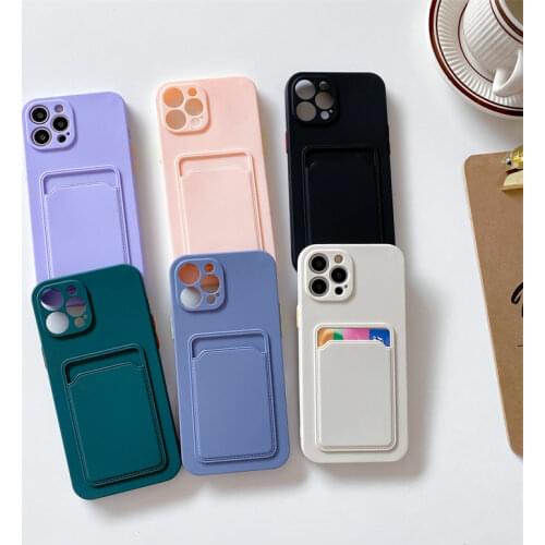Moskado Solid Color Card Bag Phone Case For iPhone 11 12 Pro Max XR XS X Mini 7 8 Plus SE 2020 Shockproof Protector Back Cover