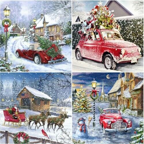 CraftArtGo 5D Diamond Embroidery Christmas scene Full Square Round Rhinestone Mosaic Painting Cross Stitch Flowers Diamond Kit