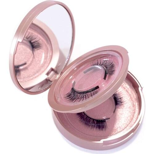 Double Layer Eyelash Packaging Round Box With Mirror And Tray Eyelashes Storage Organizer Empty Lash Case With Lash Holder