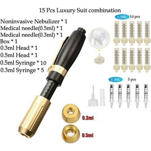 2 IN 1 Hyaluron Injection Pen High Pressure High Density Metal Removal Wrinkle Skin Care Tools Gun Atomizer Hyaluron Acid Pen