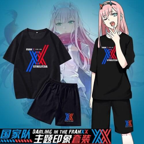 Darling in the Franxx Zero Two 02 Cosplay Costumes Jacket Tops Pants Suit Short sleeve Summer shorts daily set Halloween uniform