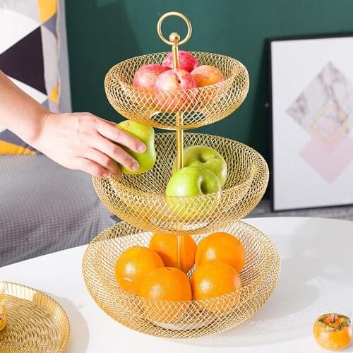 Wrought iron fruit tray living room coffee table multilayer fruit basket creative modern fruit Lou household storage snack tray