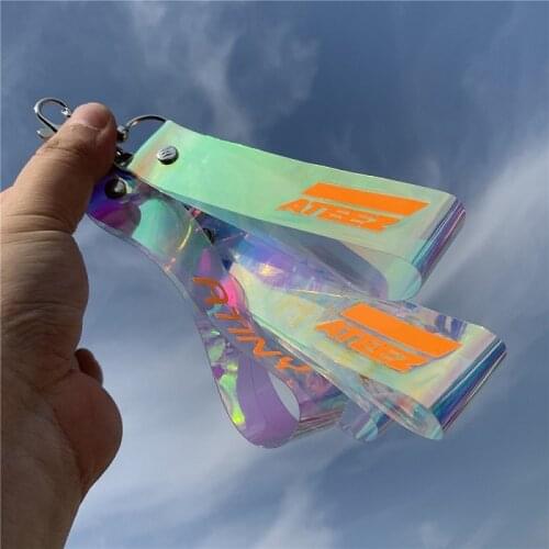KPOP ATEEZ Mobile Phone Rope Laser PVC Hand Name Strip Bag Pendant Key Chain ATINY Mobile Phone Chain YUNHO