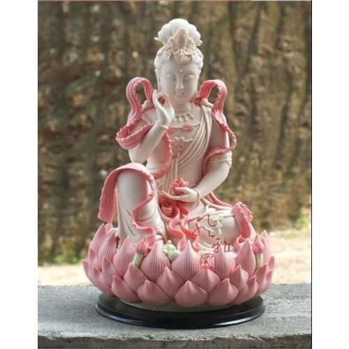 Beautiful China colorful ceramic statue - Lotus Guanyin Buddha statue