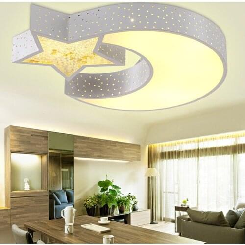 Creative moon star lampshade ceiling light, 85-265V 24W led child baby bedroom decoration lamp, foyer lighting fixtures