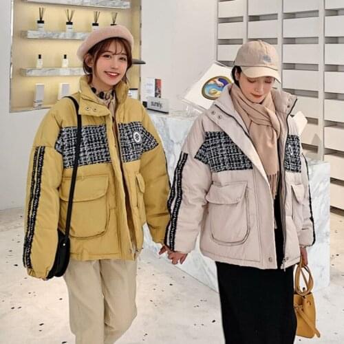 Women new style parkas coat thick splicing warm winter jacket female stand collar snow black leisure cool women green outwear