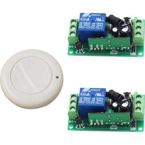 Hot Sales DC9V 12V 24V 1 CH RF Wireless Remote Control Switch System Transmitter +2pcs Receiver 315/433MHZ Jog Self-Lock