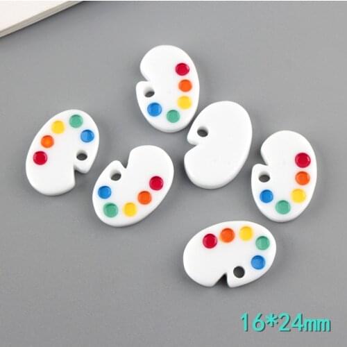 10pcs 16*24mm Resin Paint Pigment tray palette charms flatback kawaii cabochon for diy jewelry making findings fashion component
