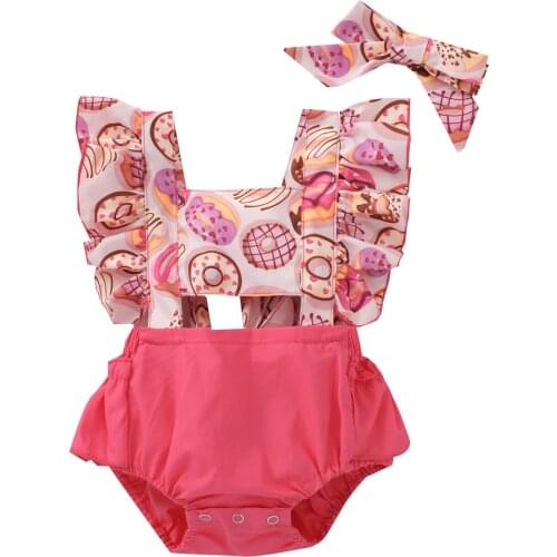Ma&Baby 0-24M Newborn Infant Baby Girls Romper Cute Donuts Print Jumpsuit Playsuit Summer Clothing DD43