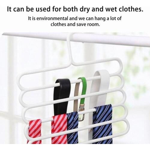 Multi-functional 5 in 1 Trouser Storage Rack Adjustable Pants Tie Storage Shelf Closet Organizer Stainless Steel Clothes Hanger