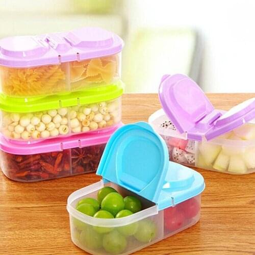 Multi-function Storage Double Grid Box Vagetables Fruit Food Pantry Storage Organizer 4 Color Bins Container Kitchen Accessories