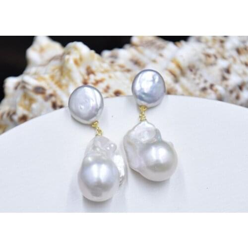 Fashion Jewelry Baroque Shaped Pearl Earrings Earrings Designer Style Full Body 925 Silver Button Pearl Earrings Earrings